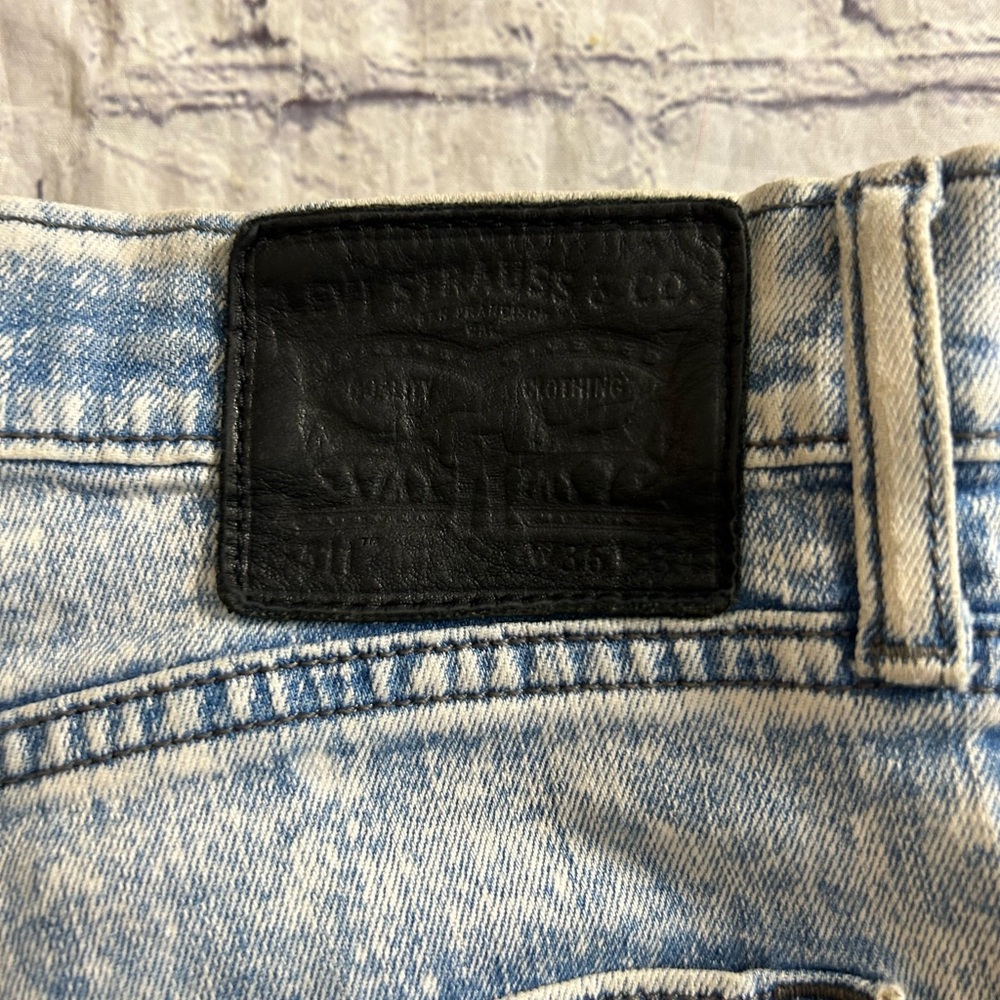 LEVI STRAUSS VTG ACID WASH WITH BLACK PATCH LABEL MENS SIZE W36x34 COTTON BLEND - Picture 5 of 8
